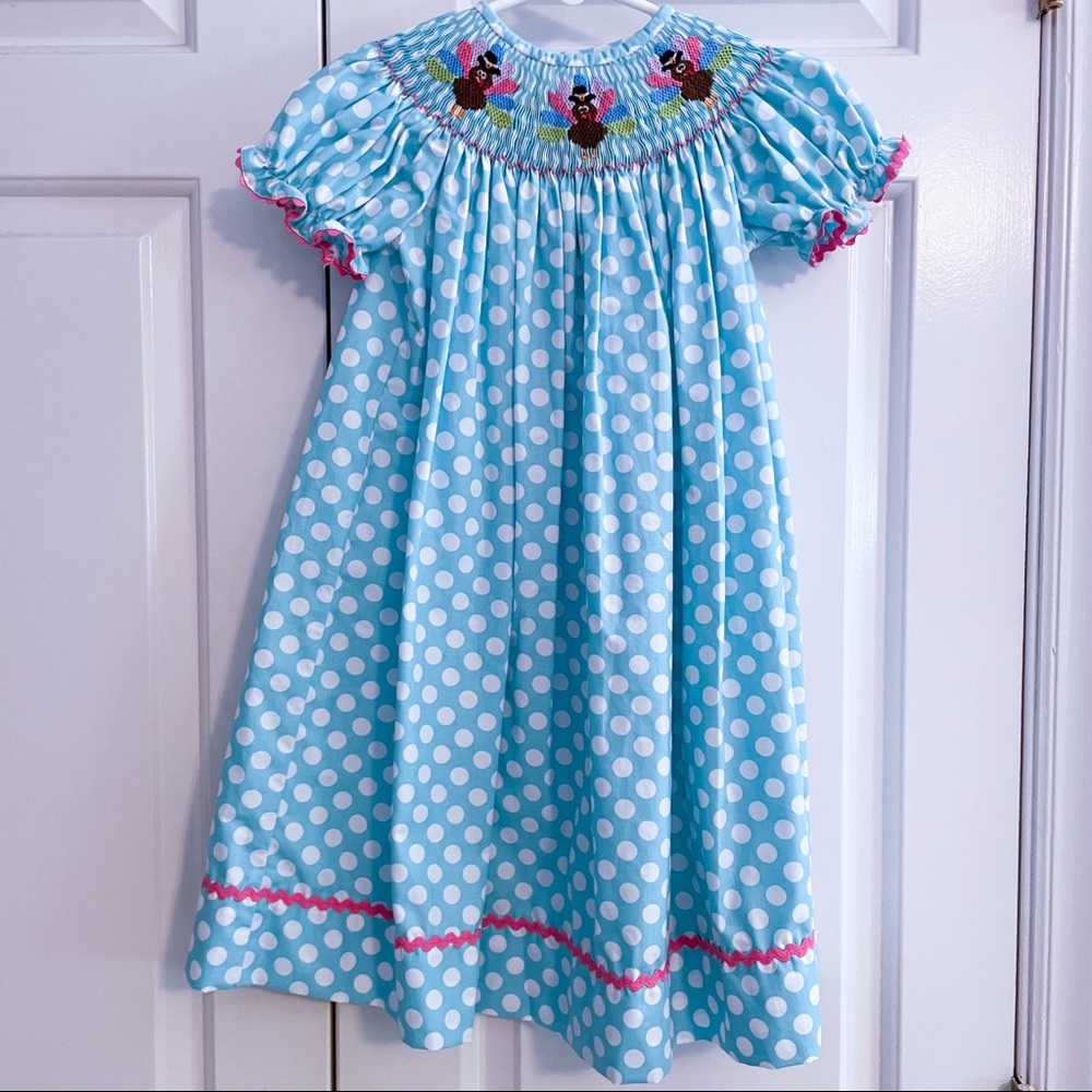 Polk dot Smocked Turkey Dress, Size 2T